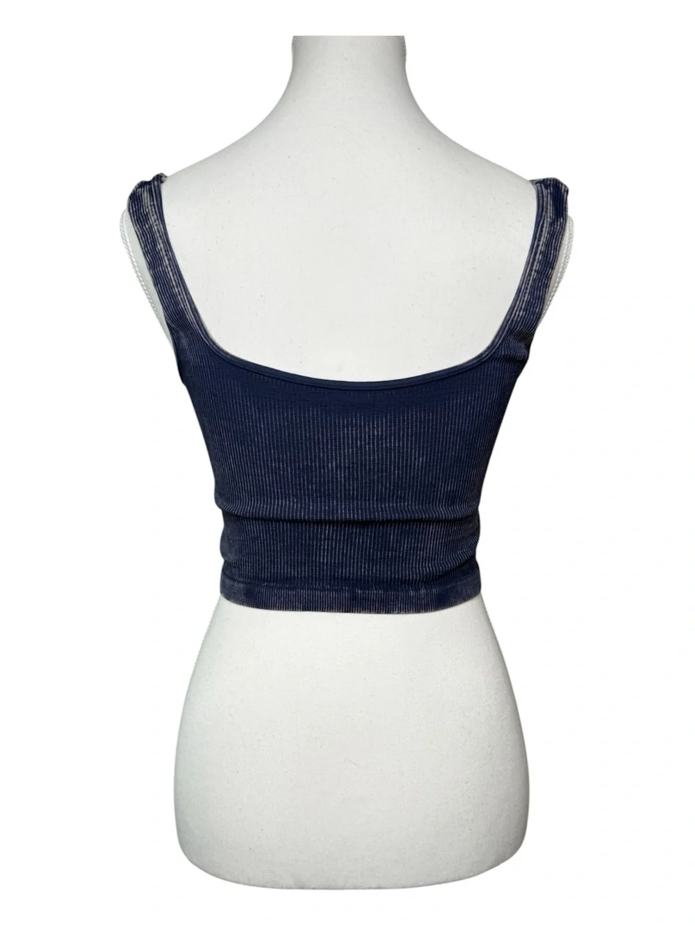 FREE PEOPLE MOVEMENT Navy Blue Ribbed Seamless Square Neck Crop Tank Top M/L